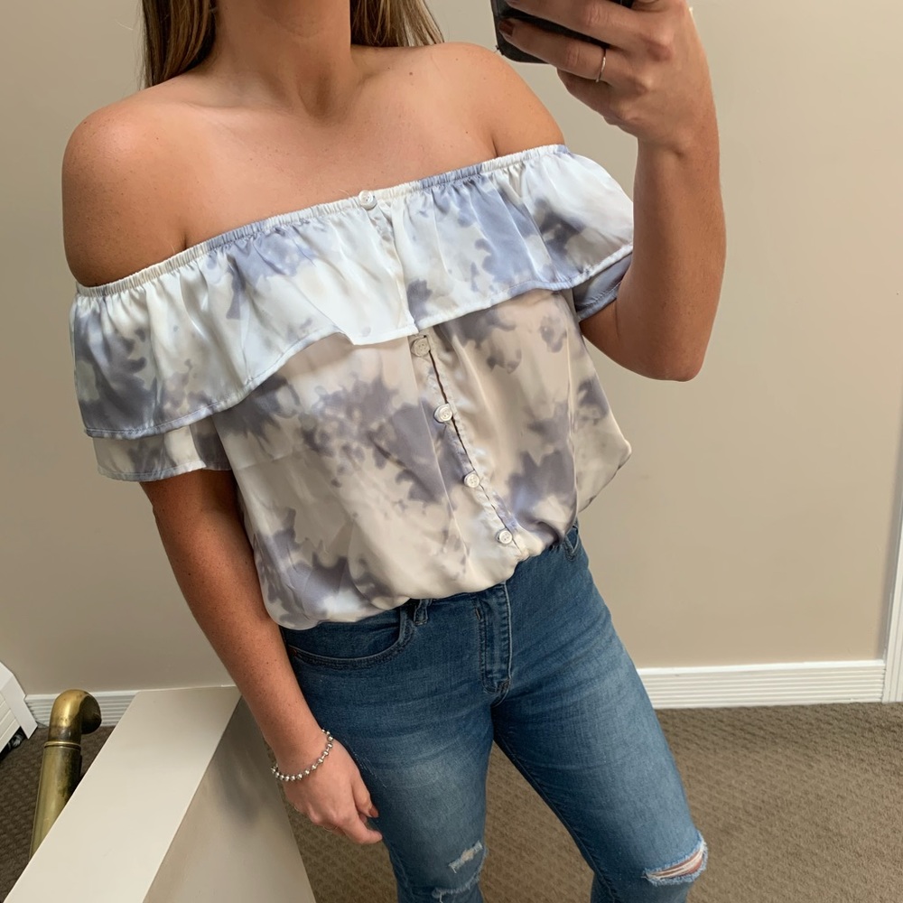 Womens Off the Should Tie Dye Blouse Size L